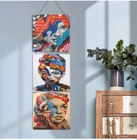 Resim Ahşap Katlanabilir 3lü Tablo - Tbl0127 