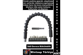 Resim Kompakt Tamir Vidalama Montaj Elektrikli Matkap Tornavida 360 Derece Şaftlı Esnek Tornavida Ucu Seti 