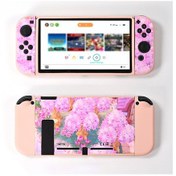 Resim Veri Kurbağa Nintendo Anahtarı İçin Şık Baskılı Koruyucu Kılıf Oyun Konsolu Anti-damla Tpu Kabuk - Kiraz Çiçekleri 