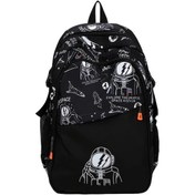 Resim Oldfriend Siyah Baskılı Nylon Sırt Çantası - Dayanıklı Fermuar Kolay Temizlik Tüm Mevsimler Siyah 