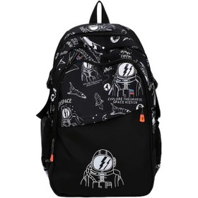 Resim Oldfriend Siyah Baskılı Nylon Sırt Çantası - Dayanıklı Fermuar Kolay Temizlik Tüm Mevsimler Siyah 