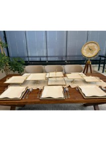 Resim Atabey Home 5 Parça Kare Porselen Çeyiz Seti Döküm Çerçeveli-Ayaklı-Kulplu & Sunum Seti Gold 