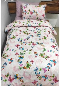Resim Çift Kişilik Pembe Kelebek Yorgan Kılıfı 2 Adet Yastık Kılıfı Pembe 