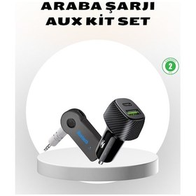 Resim Drnds Bluetooth Aux Çevirici Ve Pd Destekli Araç Şarj Cihazı 2 Li Set 