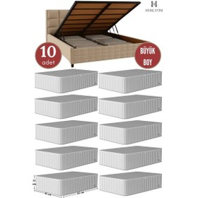 Resim Jasper Antrasit Çizgili Büyük Boy Baza Altı Ve Çekyat Hurç - 65x45x22 Cm - Organizer. Krem - Gold 