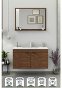 Resim Biani Fix Arya 100 Cm Banyo Dolabı,Seramik Lavabolu, Aynalı,Lavabo Dahil,Mdf,Aybe Kahve 