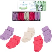 Resim Novibaby 5'li Bambu Yenidoğan Bebek Çorap I Pinky Rose I Kız Erkek Bebek Çorabı 