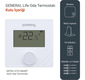 Resim General Life Mitra HT25 RF SMART Kablosuz Wi-Fi Akıllı Oda Termostatı 
