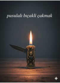 Resim NO BRAND 3'ü 1 Arada Taktik Çakmak Bıçak Seti | Pusulalı, Metal Gövdeli Dış Mekan (Outdoor) Survival Aleti 