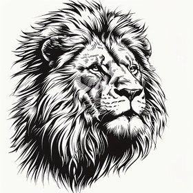 Resim 1 Vahşi Aslan Vinil Araba Dekoru - Dayanıklı PVC Malzemesi, Detaylı Siyah ve Beyaz Yele Tasarımı, Cesur Araç Dekorasyonu için Mükemmel. 