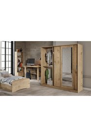 Resim KZNMOB HOME Samira Modern Genç Odası Takımı Meşe - 5 Parçalı Ve Tamamı 1. Kalite Mdf 