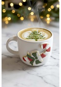 Resim Rivaistanbul Şeker Baston Amore 24 K Altın Süslemeli El Yapımı Yılbaşı Hediyesi Seramik Double Kahve Fincanı, Mug, Kupa Çok Renkli 