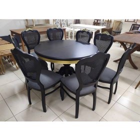 Resim Masifart 120 cm Yuvarlak Baba Ayak Masa + 8 li Sandalye Takımı 