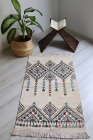 Resim 40 Yama Desenli Astarlı Lüks Seccade S1017 Kırmızı Krem 