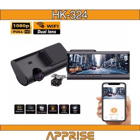 Resim Apprise HK-324 IPS Ekran 3.16" Wifi Bağlantılı Çift Kamera Araç Içi Kamera 