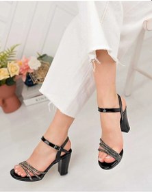 Resim İremsu Üç Şerit Taş Detaylı İnce Platform Kadın Abiye Ayakkabı Siyah 