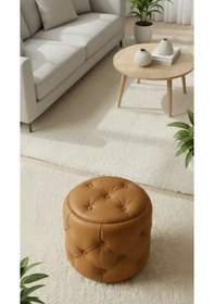 Resim Most Hallow Pro Kapitoneli Puf Kahverengi Nubuk Kumaş Evinize Teslim Kahverengi 