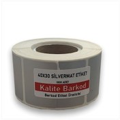 Resim 40x30 Silvermat Etiket | Rulo Demirbaş Barkod Etiketi 