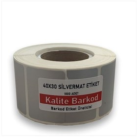 Resim 40x30 Silvermat Etiket | Rulo Demirbaş Barkod Etiketi 