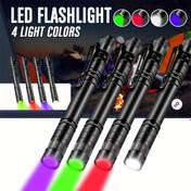 Resim 1 adet MACROCOSM LED El Feneri, Alüminyum Kırmızı ve Yeşil Fener 4 Işık Rengi ile, Pil ile Çalışır, Gece Aydınlatması, Kamp, Balıkçılık, Su Sızıntıları, Evcil Hayvan İdrar Tespiti, Akrep, Otel Kontrolleri, Yatak Böcekleri Eliminasyonu, Kılıf Dahil | Şık Siyah Kaplama | Dayanıklı El Feneri 