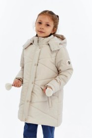 Resim Benitto Kids Kapüşonlu Kışlık Ponpon Detaylı Kız Çocuk Kaban 51354 Ekru 