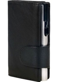 Resim Aclassics Rfıd Korumalı Kredi Kartı Tutucu, Deri, 10 Cm, 8 Kartlık, Alüminyum Kasalı Siyah 