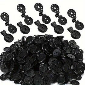 Resim 50 adet Siyah Plastik Gölge Kumaş Klipsi - Bahçe, Kuş Besleyicileri ve Kumaş Aksesuarları için Dayanıklı Yuvarlak Ağ Sabitleme Klipsleri, Güvenli Tutuş için Çok Delikli Tasarım, Bahçe Ağ Klipsleri | Fonksiyonel Dış Mekan Klipsleri | Kolay Takılabilen Klipsler 