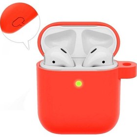 Resim Wozlo Apple Uyumlu AirPods 1. Ve 2. Nesil Koruyucu Silikon Kılıf - Silikon Koruma Kılıfı - Kırmızı 