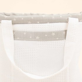 Resim Bebek Bakım Çantası - Beyaz Waffle - Gri Minik Yıldızlar 