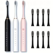 Resim 8 adet Yetişkin Sonic Elektrikli Su Geçirmez IPX7 Diş Fırçası, 6 Akıllı Mod, 8 Yedek Başlık, USB Şarj, Şarj Edilebilir Lityum Pil, 500 Mah, ≤36V, Hassas Dişler ve Diş Eti İçin Uygun, Yumuşak Kıllı Fırça Başlığı, 2 Dakikalık Akıllı Zamanlayıcı ve 30 Saniye Aralıklı Hatırlatıcı, Sevgililer Günü, Noel, Çeşitli Tatil Hediyeleri İçin Uygun 