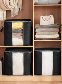 Resim 3 Adet Pencereli Siyah Yastık Yorgan Kazak Hurcu / 50x50x36 