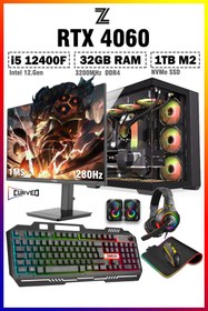 Resim Zeiron Warrior Spine X7 i5 12400F 32GB 1TB M.2 SSD RTX4060 27" 280Hz Sıvı Soğutmalı Oyuncu Bilgisayarı 