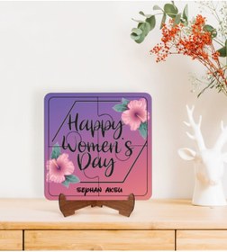 Resim Bk Gift Kişiye Özel Isimli Kadınlar Günü Tasarımlı Ahşap Standlı Puzzle Çerçeve-21 