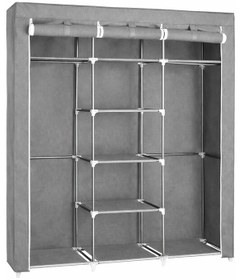 Resim Bez Dolap Xxl İki Askılıklı Ortadan Raflı Dolap Hugo Gri Gardırop Gri 