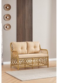 Resim Roma Rattan Bahçe Balkon Takımı 2+1+1 Cam Masalı Cappuccino 