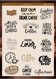 Resim Kahve Temalı 12 17 Cm Sticker/defter, Ajanda, Planlayıcı, Bullet Journal, Scrapbook İçin Diğer 