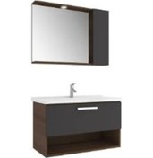 Resim Trevı 100Cm Set Banyo Dolabı Antrasıt/Cevız Çok Renkli 