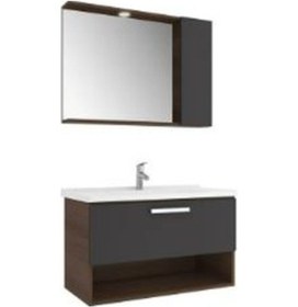 Resim Trevı 100Cm Set Banyo Dolabı Antrasıt/Cevız Çok Renkli 