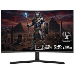 Resim Gameraider Horus Gr32qc18v 32 İnç 180hz 0.5ms 2k Qhd Adaptive Sync Va Kavisli Pivot Gaming Monitör 