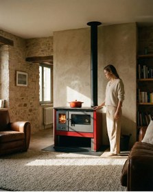 Resim Goldfire Nova 11,5kw Odunluk Ve Fırınlı Çelik Kuzine Soba 