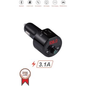 Resim G10 Pd Şarjlı Dijital Göstergeli Bluetooth Fm Transmitter Siyah 
