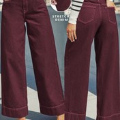 Resim Kadınlar için Geniş Paça Düz Renk Moda Kot Pantolon 