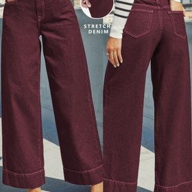 Resim Kadınlar için Geniş Paça Düz Renk Moda Kot Pantolon 