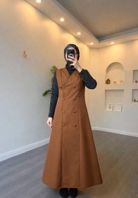 Resim Esre Store 4570 - Bondit Kumaş İkili Tesettür Takım Kahverengi 