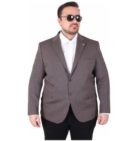 Resim Mocgrande Erkek Büyük Beden 4 Drop Blazer Sedef Ceket 500606 Kahverengi Kahverengi 