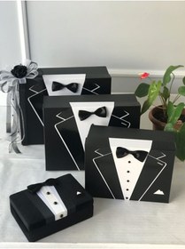 Resim Benim Çeyizim Damat Bohça Çeyiz 3'lü Kutu Seti Ahşap Sandık Kutu Hediye 4'lü Set 