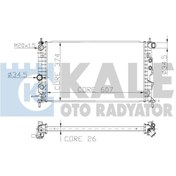 Resim KALE OTO Radyatör 2501081AB Su Radyatörü Vectra B 2.5 V6 95-03 Ac Al Pl Brz 