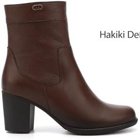 Resim GÖNDERİR Kadın Fermuarlı Kalın Topuklu Hakiki Deri Bot GKZB13448457 