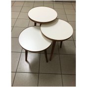 Resim damila 3.lü Zigon Sehpa Ekru (krem) 18mm 1.sınıf Mdf Lam Tabla Kullanıma Hazır(montajlı) 