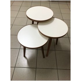 Resim damila 3.lü Zigon Sehpa Ekru (krem) 18mm 1.sınıf Mdf Lam Tabla Kullanıma Hazır(montajlı) 